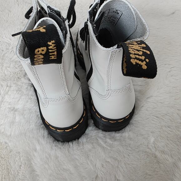 DR. MARTENS Jadon White Patent Leather Chunky Platform Boots Quad Retro US 5 - Picture 4 of 11